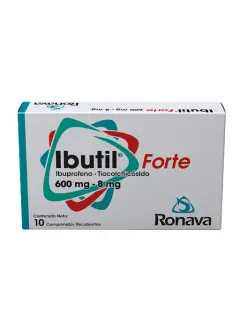 Ronava  Forte Ibuprofeno + Tiocolchicosido 600mg/8mg Ibutil Ronava Caja x 10 Comprimidos