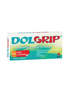 Acetaminofén + Cafeína + Clorfeniramina 325mg/32mg/4mg Dolgrip Calox x 10 Tabletas