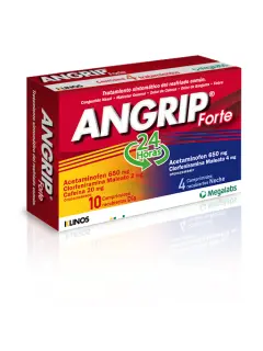 Acetaminofén + Clorfeniramina + Cafeína Angrip Forte x10 Comprimidos Día + 4 Comprimidos Noche